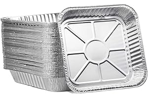 Aluminum Pans Disposable, 8 x 8'' Square Disposable Aluminum Foil Pans Stackable Heat Resistant, (50 Pack) Disposable Foil Tr
