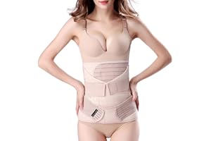 ChongErfei 3 in 1 Postpartum Support - Recovery Belly/waist/pelvis Belt Shapewear Slimming Girdle, Beige, L For Posture Correction