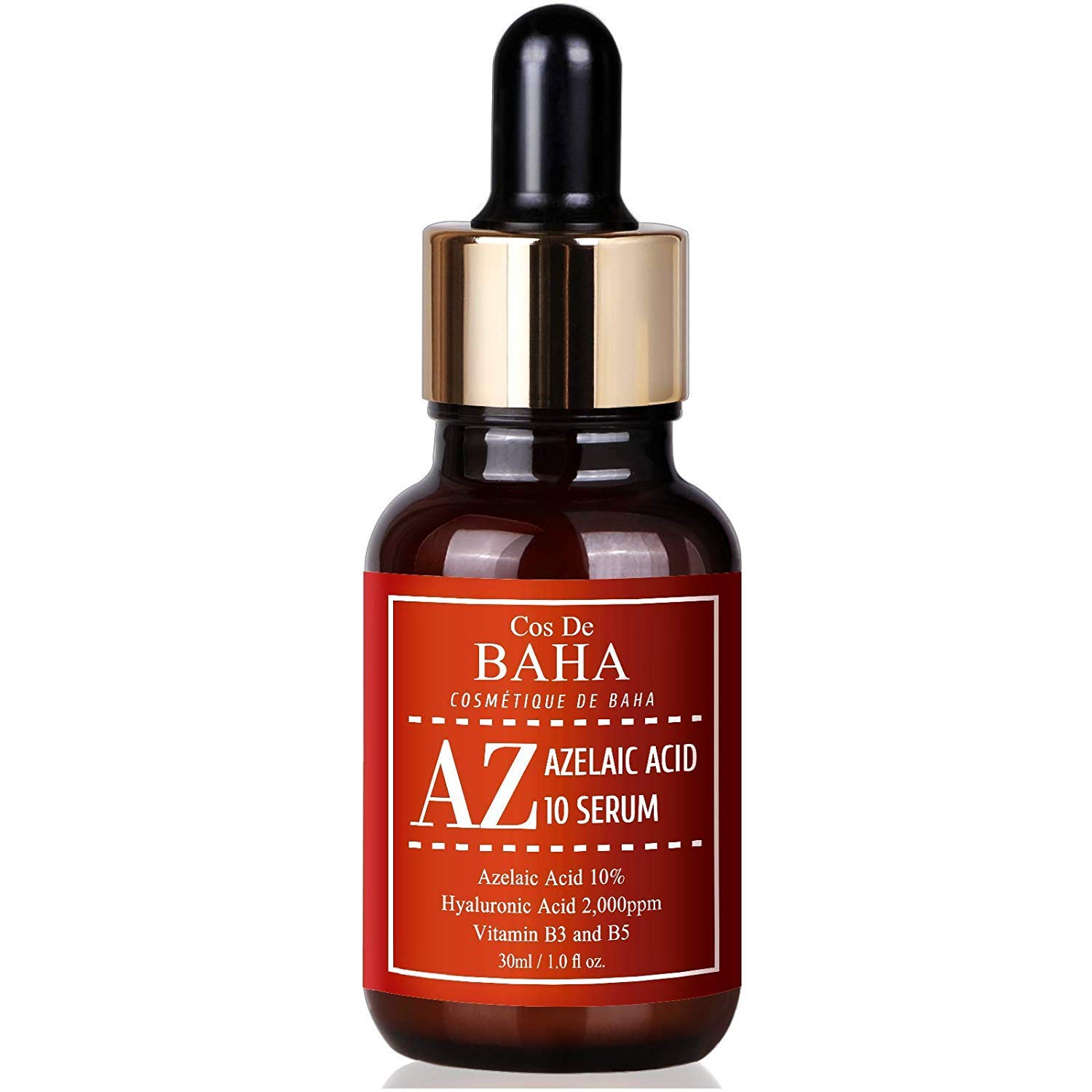 Azelaic Acid 10% Serum 1oz with Niacinamide - Rosacea Skin Care Product + Reduce Cystic Acne Scar + Redness Relief Face + Pimple Pigmentation Blackhead + Vitamin B3 + B5, Gluten Free, 1oz (30ml): Beauty