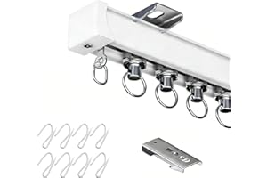 Heavy-Duty Ceiling Curtain Track Aluminum Curtains Rail System1.6-49.2ft for Wall or Ceiling Mount, Noise-Reduction Gliders S