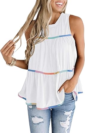 MIHOLL Women's Babydoll Tops Sleeveless 