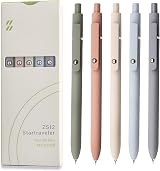 UIXJODO Gel Pens 0.5mm Morandi 5 Colors Retractable Fine Point Black Ink