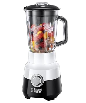 Russell Hobbs 24721-56 Horizon Glas-Standmixer, 2 Geschwindigkeitsstufen, Impuls-/Ice-Crush-Funktion, 1.5 l, 650 W, Weiß/Schw