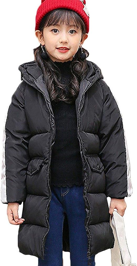 Amazon Co Jp Zetoon 子供服 子ども ダウンジャケット 女の子 男の子 ダウンコート ダウン 中綿ジャケット キッズ 中綿コート アウター フード付き ロング丈 冬 防寒 ピンク ブラック 1 130 140 150 160cm 160 ブラック 服 ファッション小物