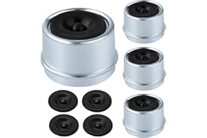 MDEOOSKY 4PCS 1.98” Trailer Bearing Dust Cap Cup, Bearing Dust Caps & Wheel Covers with Rubber Grease Plugs Compatible with 2