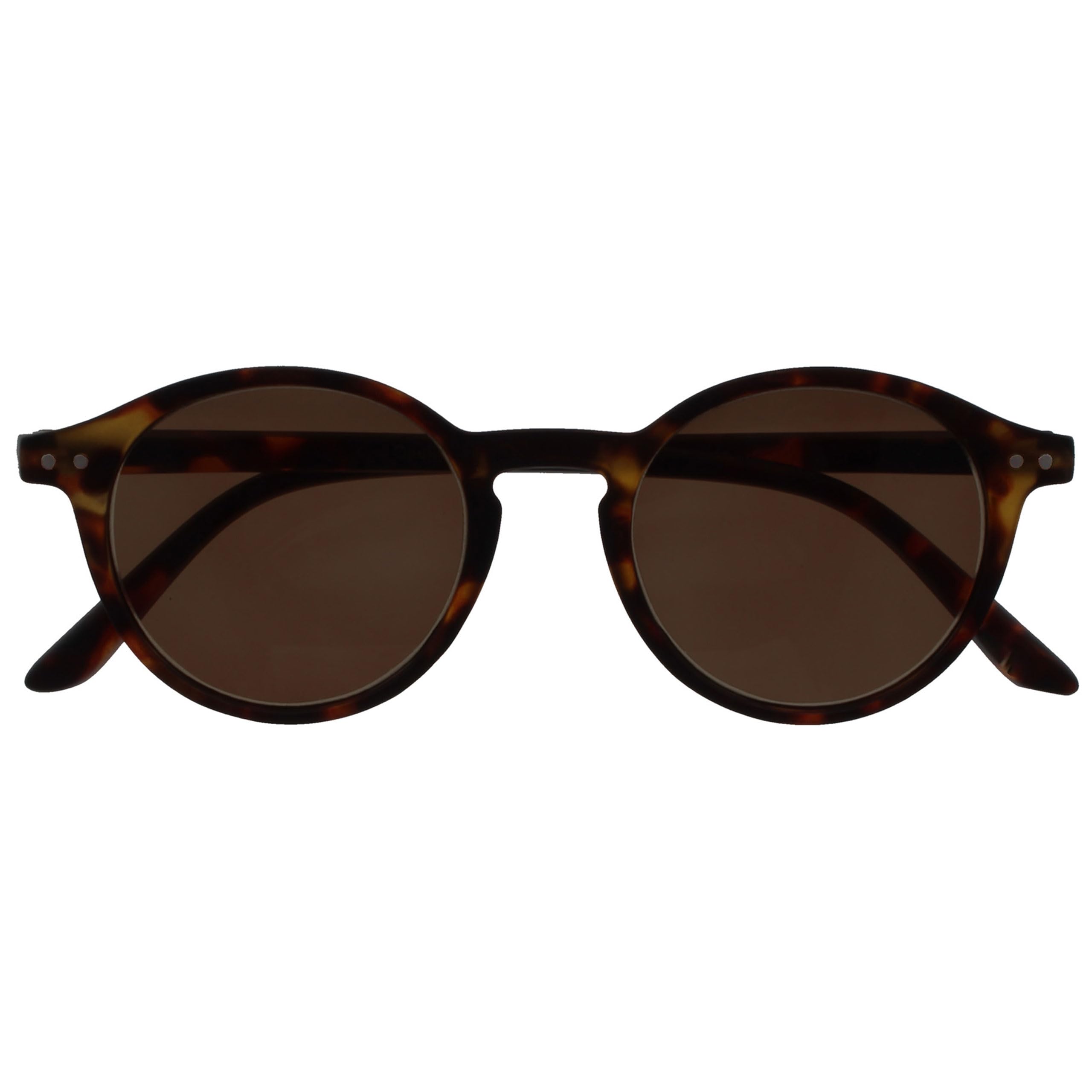 OPULIZE REY Reading Sunglasses - Retro Round Frame - Matt Brown Tortoiseshell - Mens Womens - Spring Hinges - S56-2 - +3.00