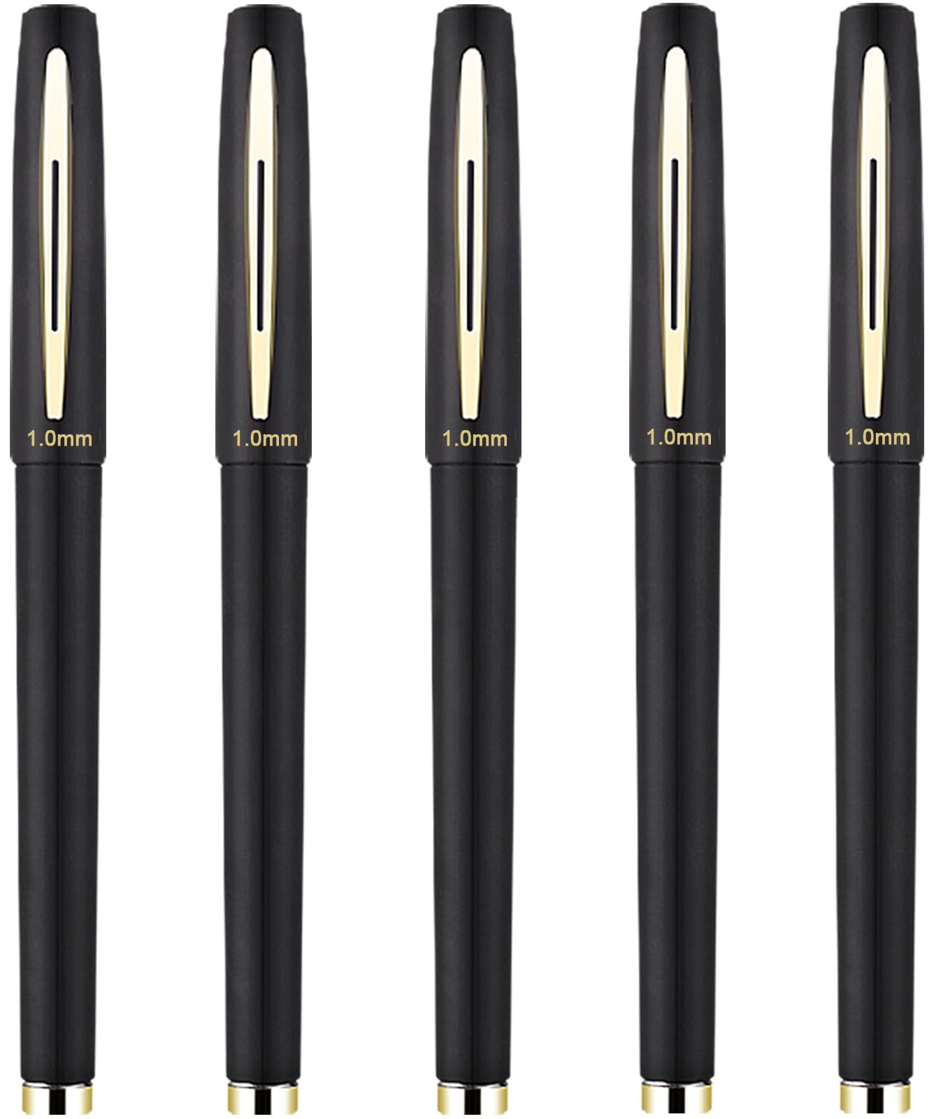 Black Ink Rollerball Pens 1.0mm Ballpoint Tip for School Office Business (Pack of 5)