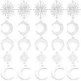 SUNNYCLUE 30Pcs 5 Styles Moon Sun Charms Gothic Moons Charm Brass Platinum White Goth Tarot Space Link Connector Charms for Jewelry Making Charms Women Beginners Earrings Findings Kits Accessories