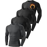 Mexholin 4 Pack Thermal Shirts for Men Long Sleeve Compression Shirts Sim Fit Thermal Underwear Tops for Cold Weather