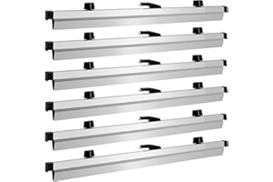 LINSIRON Blueprint Hanging Clamps (6p 30inch) Holder Aluminum Print Rack Adjustable with Black Wing Knob Nuts Drafting Supplies Blueprint Poster Chart Include Transparent Label Clips Storage Organizer
