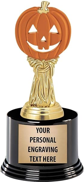 Amazon Crown Awards ハロウィン トロフィー カスタム彫刻 7 25インチ パーソナライズ オレンジ パンプキン ハロウィン トロフィー デラックス ラウンドベース 50パック プライム Crown Awards 試合 ゲーム用品