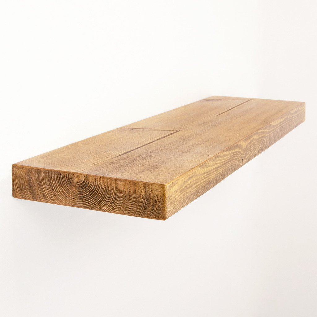 Funky Chunky Furniture 9x2 Smooth Solid Wood Floating Shelf, Teak