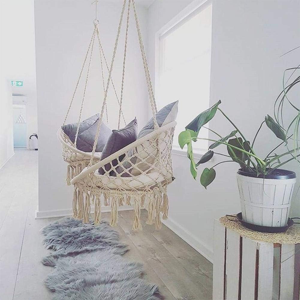 Ningxiao586 Hangematten Hangematte Aus Makramee Baumwollseilgestrickter Hangesessel Mit Romantischen Fransen Fur Drinnen Draussen Garten Terrasse Veranda Hof Lesesaal Kapazitat 330 Pfund Amazon De Kuche Haushalt