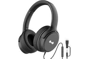 MartiAudio Wired Over-Ear Headphones with Microphone, USB-C Headphones with 3.5mm Adapter, Noise-Isolating Ear Cups, in-Line 