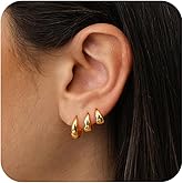 Tasiso Small Hoop Earrings for Women, Dainty 14K Gold Plated Huggie Hoop Earrings Lightweight Hypoallergenic Cubic Zirconia Earring Cute Double CZ Spiral Earrings for Women Trendy Jewelry Gifts