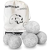 OHOCO Wool Dryer Balls 6 Pack XL, Organic Natural Wool for Laundry, Fabric Softening - Anti Static, Baby Safe, No Lint, Odorl