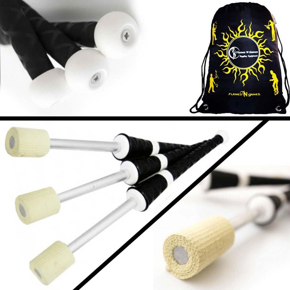 3x PLAY MEPHISTO Fire Juggling Torches (70mm Wicks) Pro