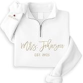 Noni Custom Embroidered Mrs Quarter Zip Sweatshirt, Future Mrs Hoodie, Honeymoon Sweatshirt, Bride Sweatshirts, Best Friend Wedding Egagement Gift, Bachelorette Party Gift