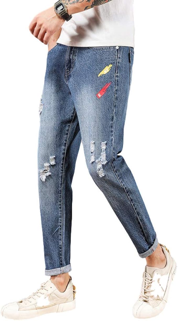 Men's Jeans Autumn Large Size Fashion Straight Loose Loose Slim Korean at Amazon Menâs Clothing 