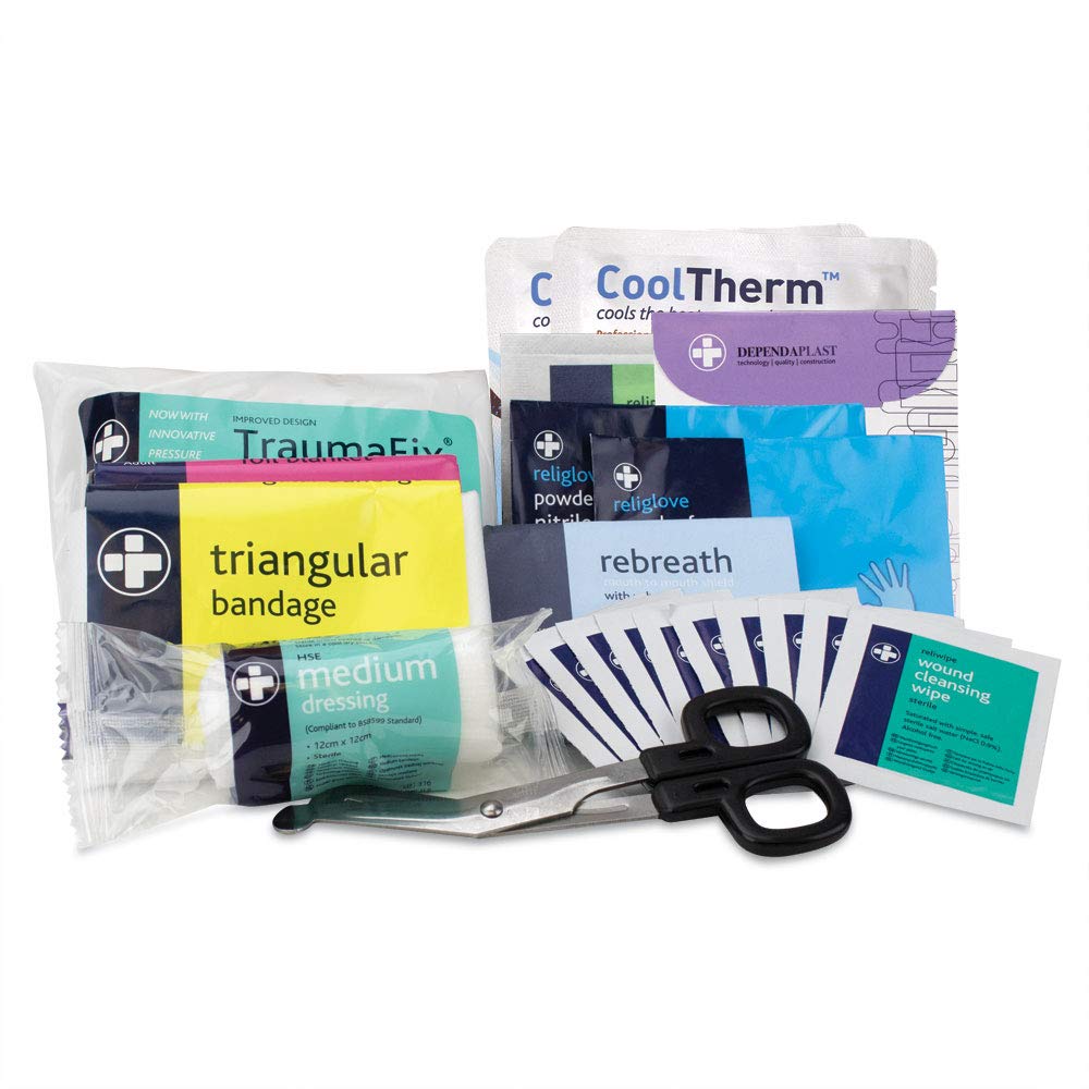 Reliance Medical Medium First Aid Refill Fit for Car, Taxi, Van and Truck, Essensial for Minor and Severe Incidents, Ideal for Emergency, Traffic Accidents and Trauma