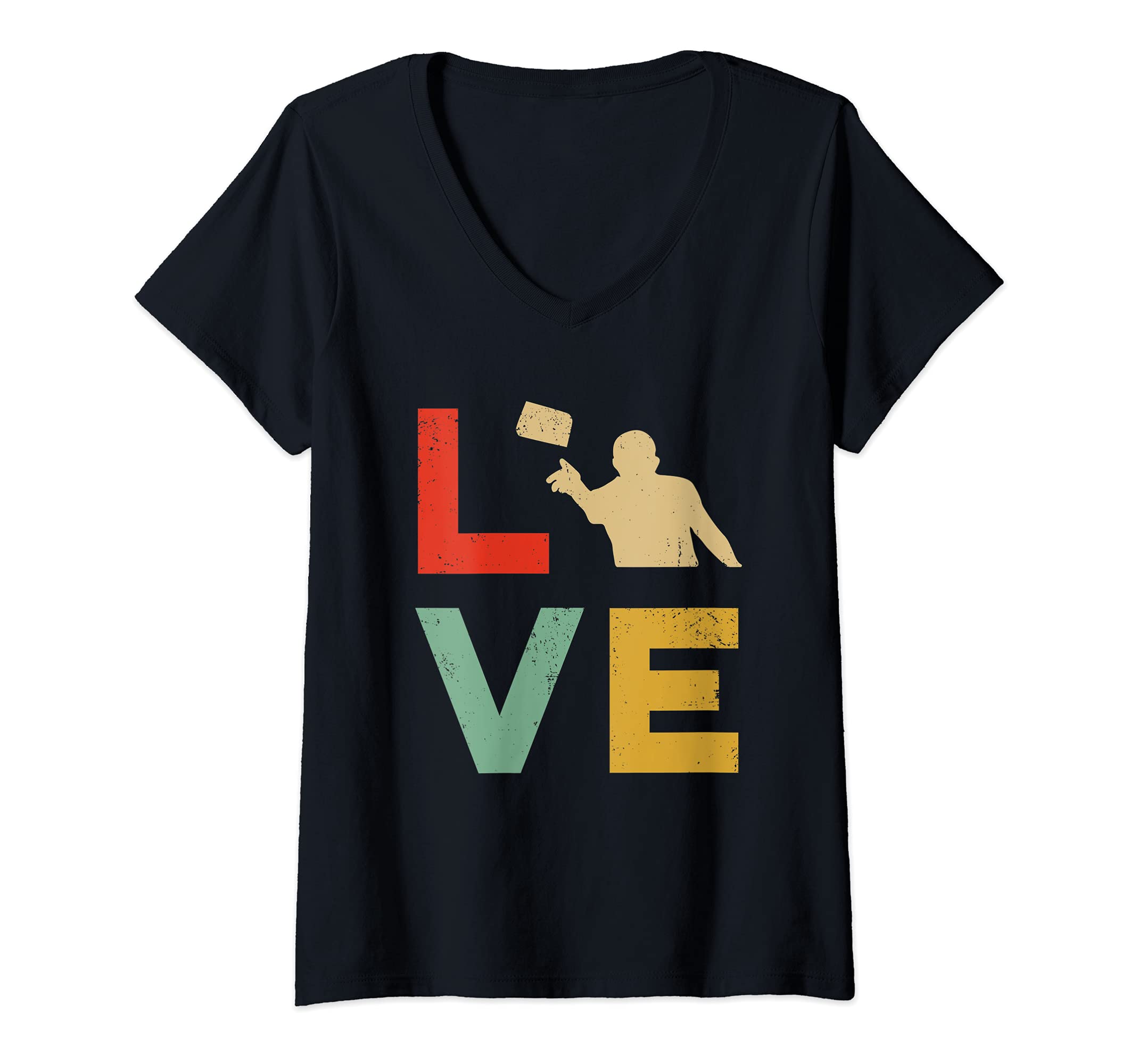 Womens Love Cornhole Vintage Retro Style Team Tournament V-Neck T-Shirt
