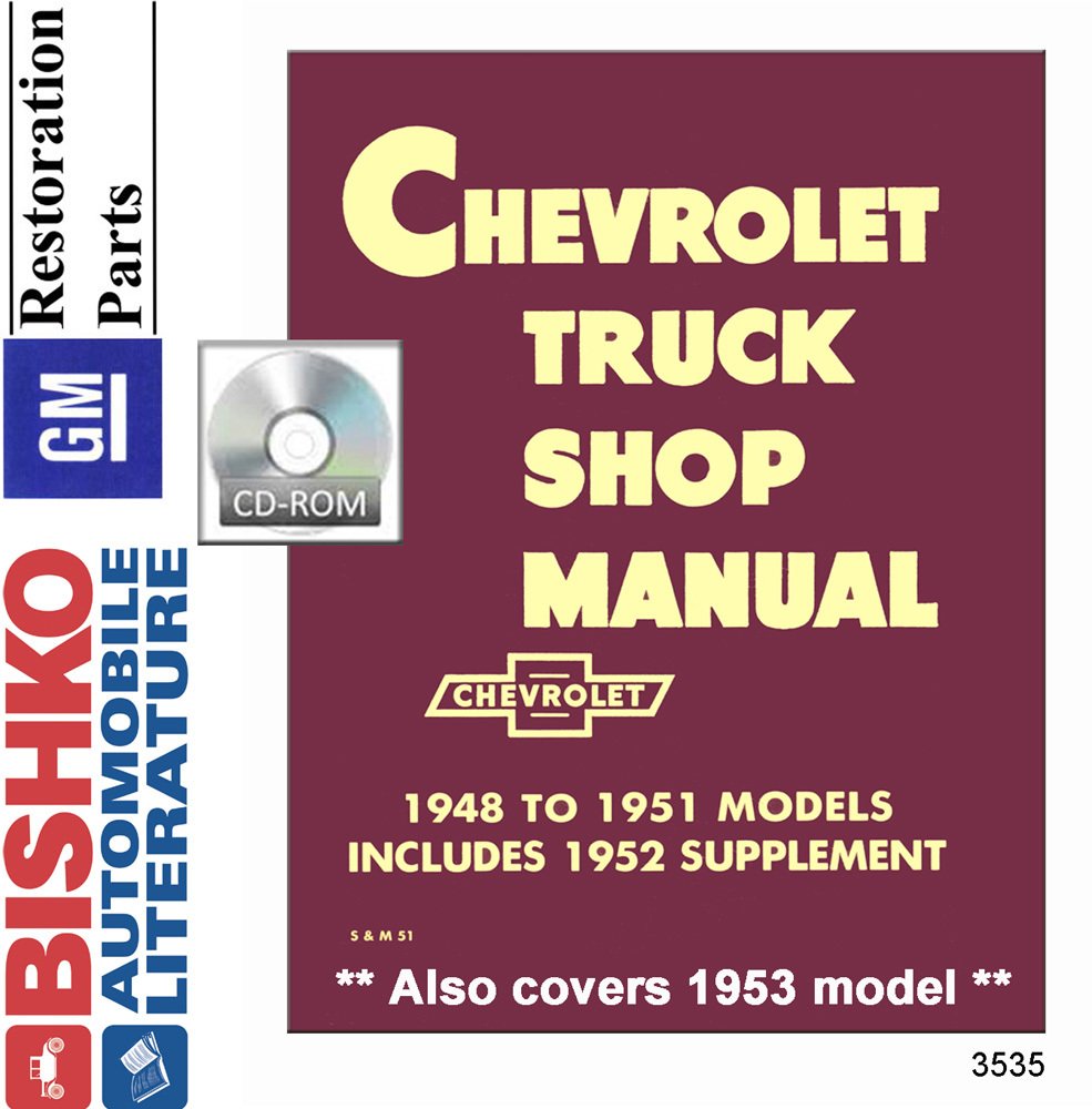 Amazon.com: bishko automotive literature 1951 1952 1953 Chevy Pickup Truck  Shop Service Repair Manual CD Engine: Automotive