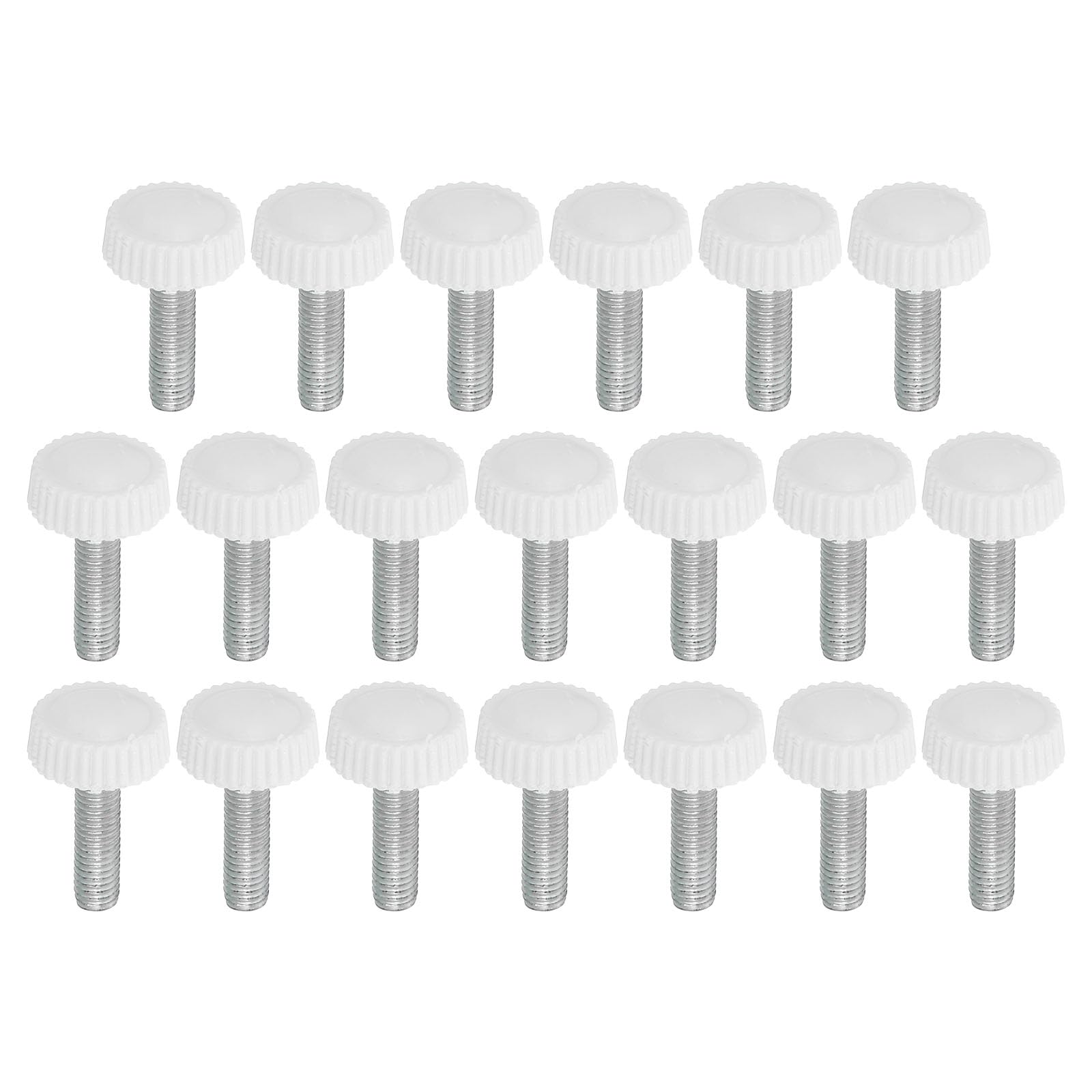 PATIKIL M5x18mm Knurled Thumb Screws, 20 Pack Male Thread Round Clamping Screws Knobs Hand Grip Bolts Mounting Fasteners for Lighting Furniture Hardware White