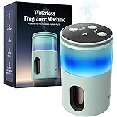 Pmsusoow Waterless Diffuser for Essential Oil: Mini Battery Scent Diffuser for Room&Home&Car with 9 Colors LED Light - Aroma Cool Mist Machine Light Cyan