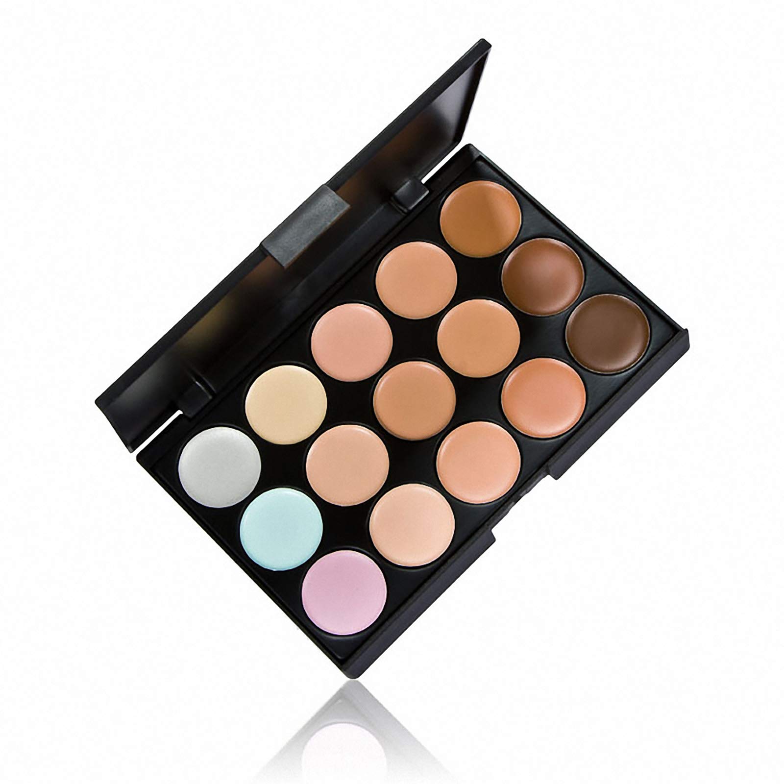 Anself Concealer Palette, 15 Colors Makeup Palette Facial Camouflage Contour Palette with Sponge Puff Oval & Makeup Brush Beauty Make up Cream