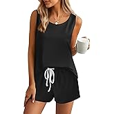 Ekouaer Womens Pajama Sets Cotton Pjs Sleeveless Tank Top and Shorts Sleepwear Soft Pjs 2 Piece Lounge Set S-XXL