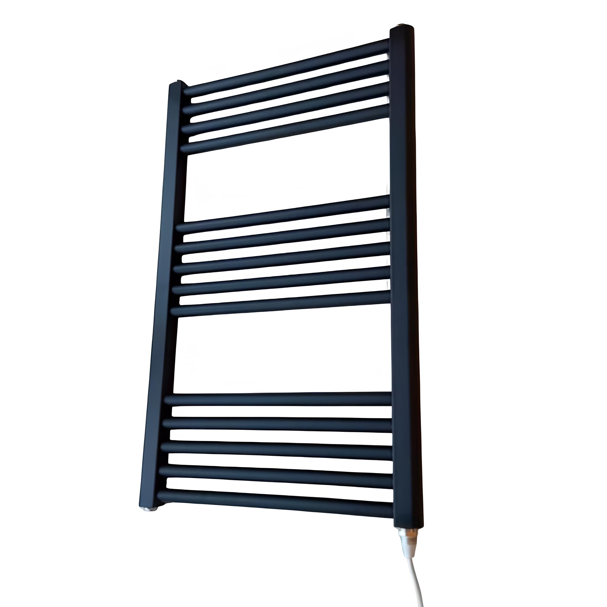 Greenedhouse 400w x 800h Black Electric Flat Heated Towel Rail Bathroom Radiator