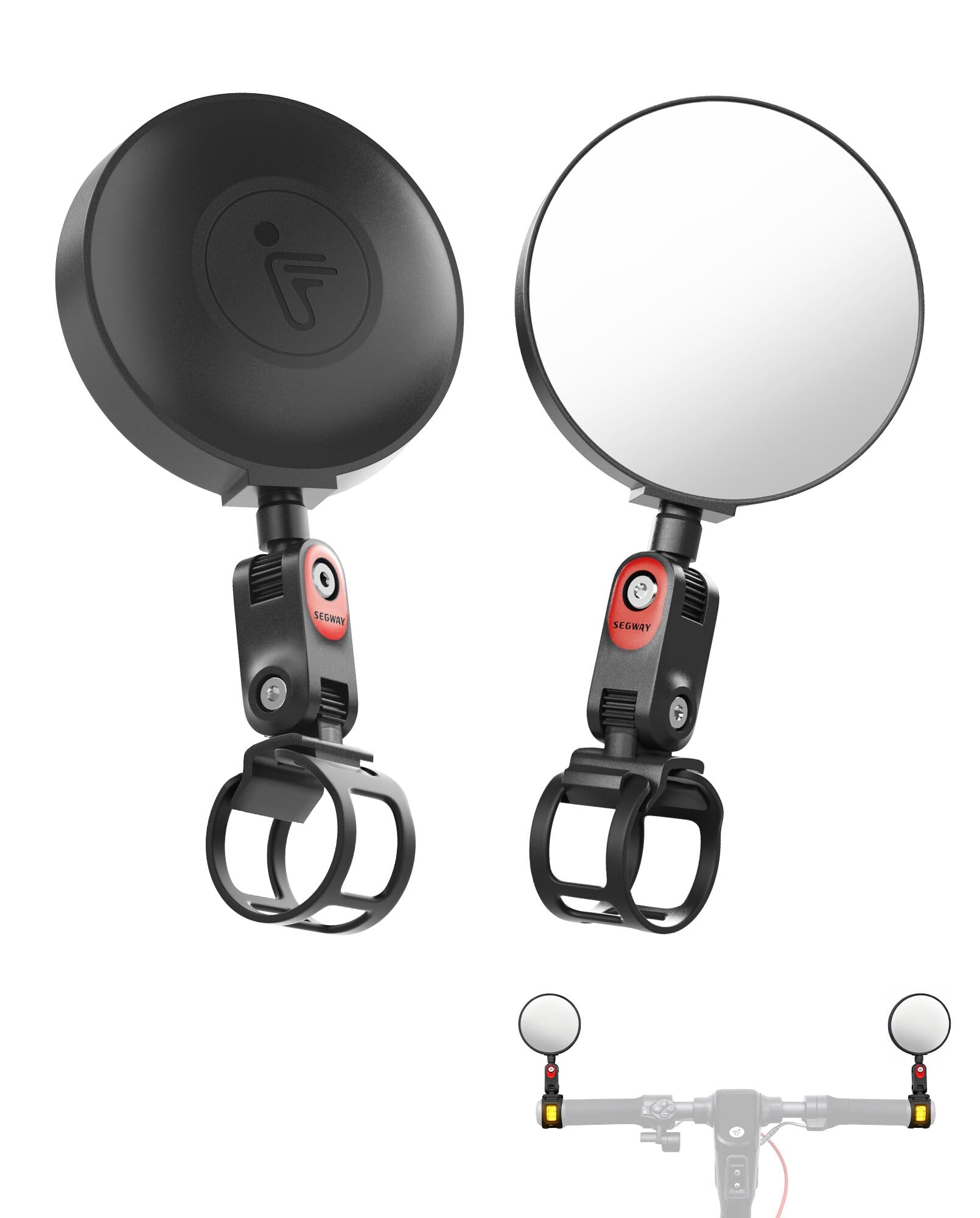 Photo 1 of Scooter Rear-view Mirror Compatible with Ninebot by Segway All KickScooters MAX G30 G2 G3 ZT3 Pro GT3 F3 E3(Except Air T15), Adjustable Wide-Angle Vision Rearview Mirrors Original Accessories 2-Pack