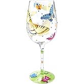 NymphFable Hand-painted Wine Glass Colorful Butterflies Artisan Painted Glass 15 oz Novelty Gift for Birthdays,Weddings,Valentine's Day