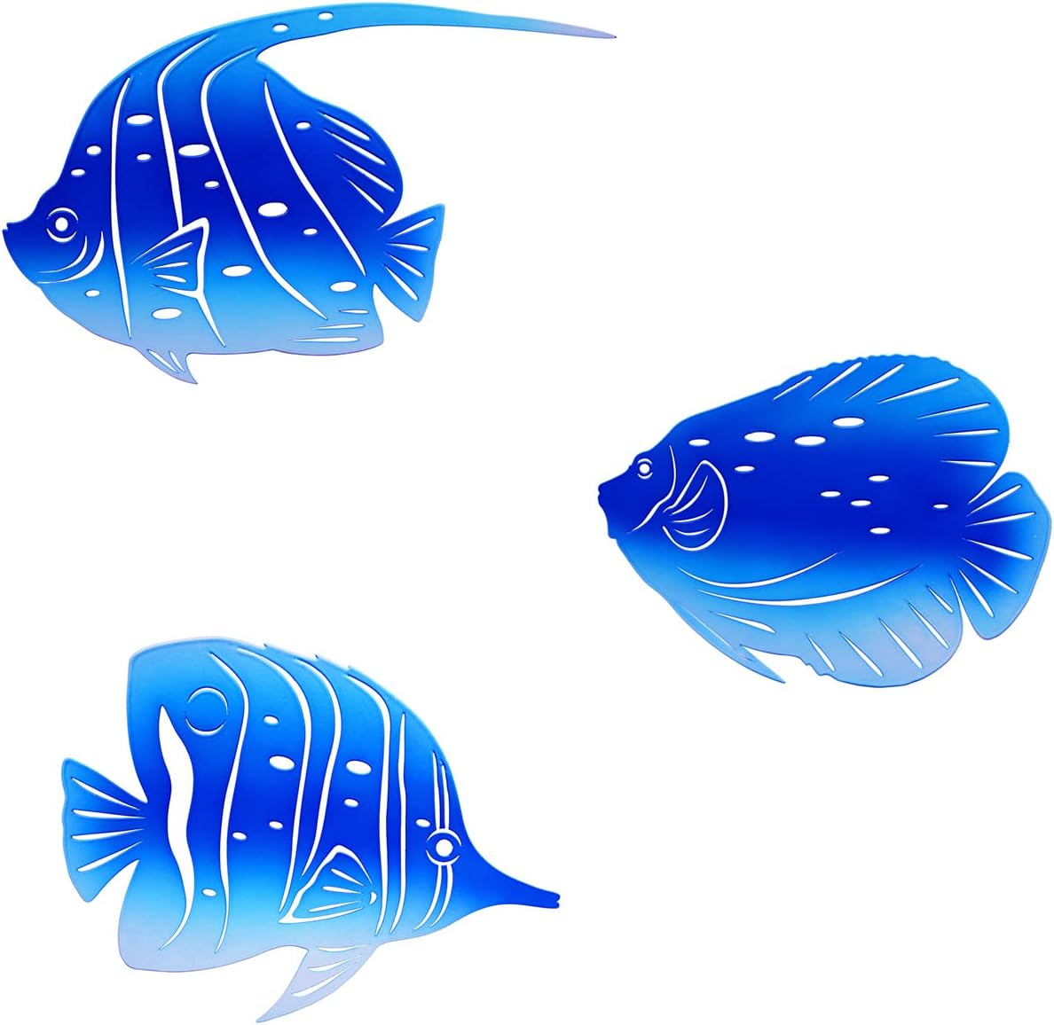 Plaques & Wall Art - BVLFOOK sea wall art decor tropical fish metal hanging decorations for bathroom beach indoor outdoor ocean pool coastal patio home office Bedroom living room blue 3 set, 9 inch, family gifts