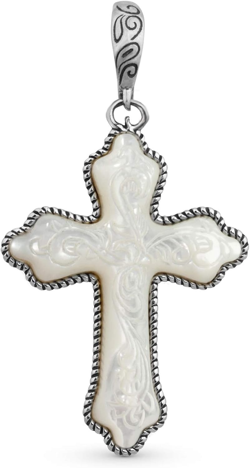 mother of pearl cross pendant