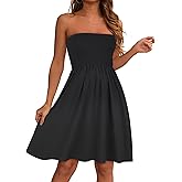 elescat Summer Dresses for Women Strapless Casual Beach Cover Ups Tube Top Sundress