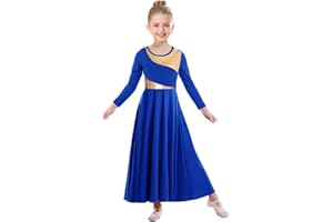 ZYACTU Girls Praise Dance Dress Metallic Block Irregular Liturgical Worship Church Choir Costumes Lyrical Dress