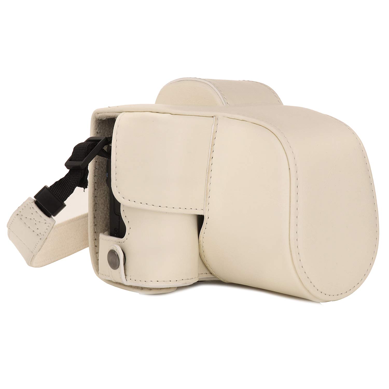 MegaGear MG1449 Canon EOS M50 (15-45mm) Ever Ready Leather Camera Case and Strap - White