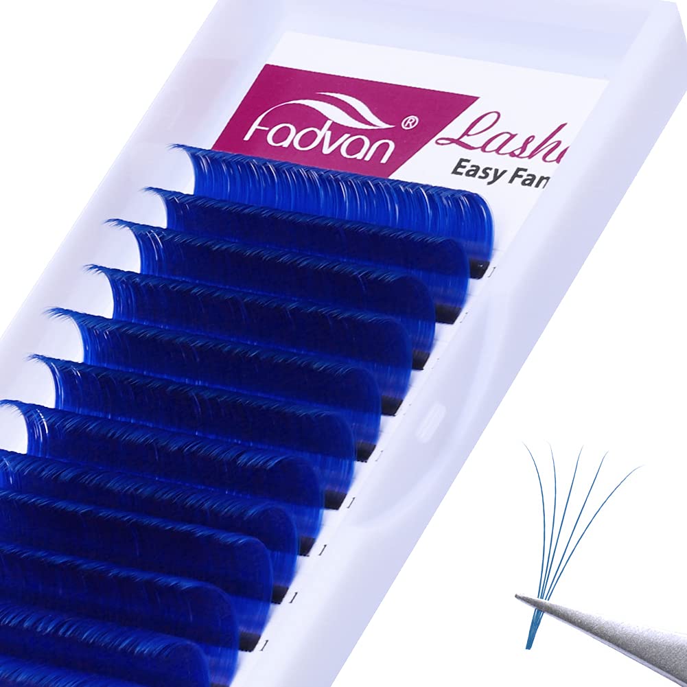 Easy Fan Color Volume Eyelash Extensions Blue 0.07mm D Curl 15-20mm FADVAN Color Lashes Individual Lashes Extensions 3D 4D 5D 6D 8D 10D Russian Self Fanning Volume Eyelash (Blue 0.07-D, 15-20mm) โ image 1
