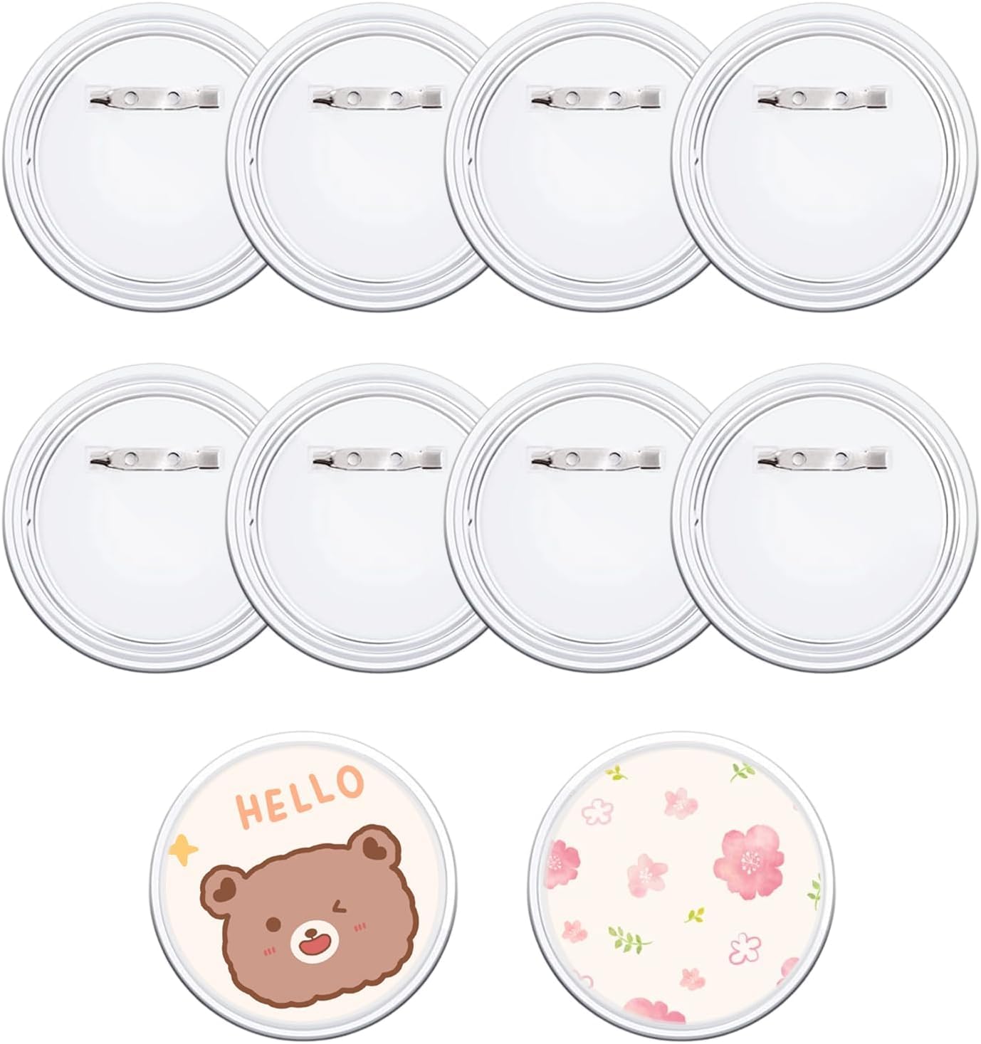 10 Pcs Round Acrylic Button Pin Badge, 58mm/2.28Inch Clear Acrylic Button Badges, Personalized Button Craft Badges Kit, Make Your Own Badges, for DIY Craft Activities Decoration Kids Party Bag Fillers