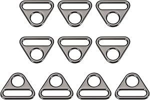 Triangle Buckle Adjuster, 10Pcs 1 Inch Triangle D Rings Adjuster Triangle with bar Swivel Clip for Webbing Bag Strap, Dark Gr