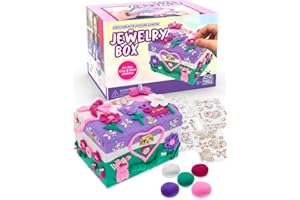 PURPLE LADYBUG Design Your Own Jewelry Box Kids Craft Kit with Clay & Gems Stickers - Fun Easter Basket Stuffers - DIY Girls Jewelry Boxes Ages 8-12 & Arts and Crafts for Kids Ages 6-8 Girls