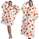 Muufuuser Wearable Blanket for Women - Flannel Hooded Robe, Halloween & Christmas pattern, Cozy Fleece Gift for Family Nights