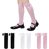 phnydreg 3 Packs Girls Bow Knee High Socks 4 to 12 Year School Uniform Dress Socks