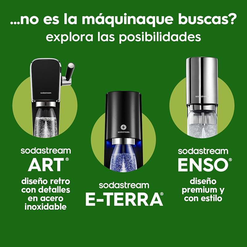 Terra – Máquina para fazer água com gás e bebidas, pretas