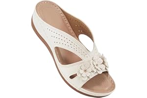 Cathalem Summer Sandals for Women Slip On Dressy Summer Comfortable Slides Sandals Lightweight Memory Foam Platform Shoes