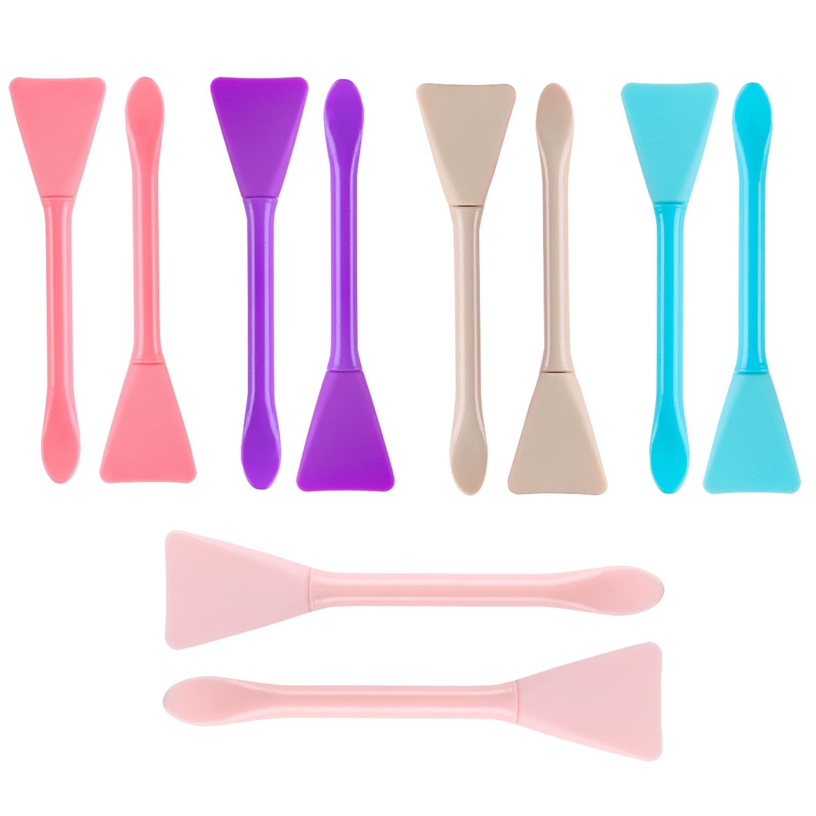HarmonyCrafts 10Pcs Multicolor Silicone Face Mask Applicator Wand Facial Mud Mixing Spatula for Applying Facial Mask