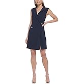 DKNY Womens Chain Detail Vneck Sleeveless Dress