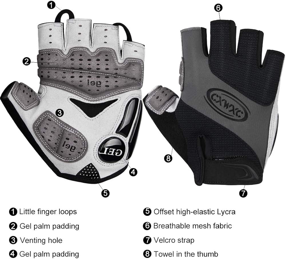 Cycling Gloves for Men Women - Breathable Gel Road Mountain Bike Riding Gloves - Anti-Slip Half Finger Glove for Fitness Cycling Training Outdoor Sports : Clothing
