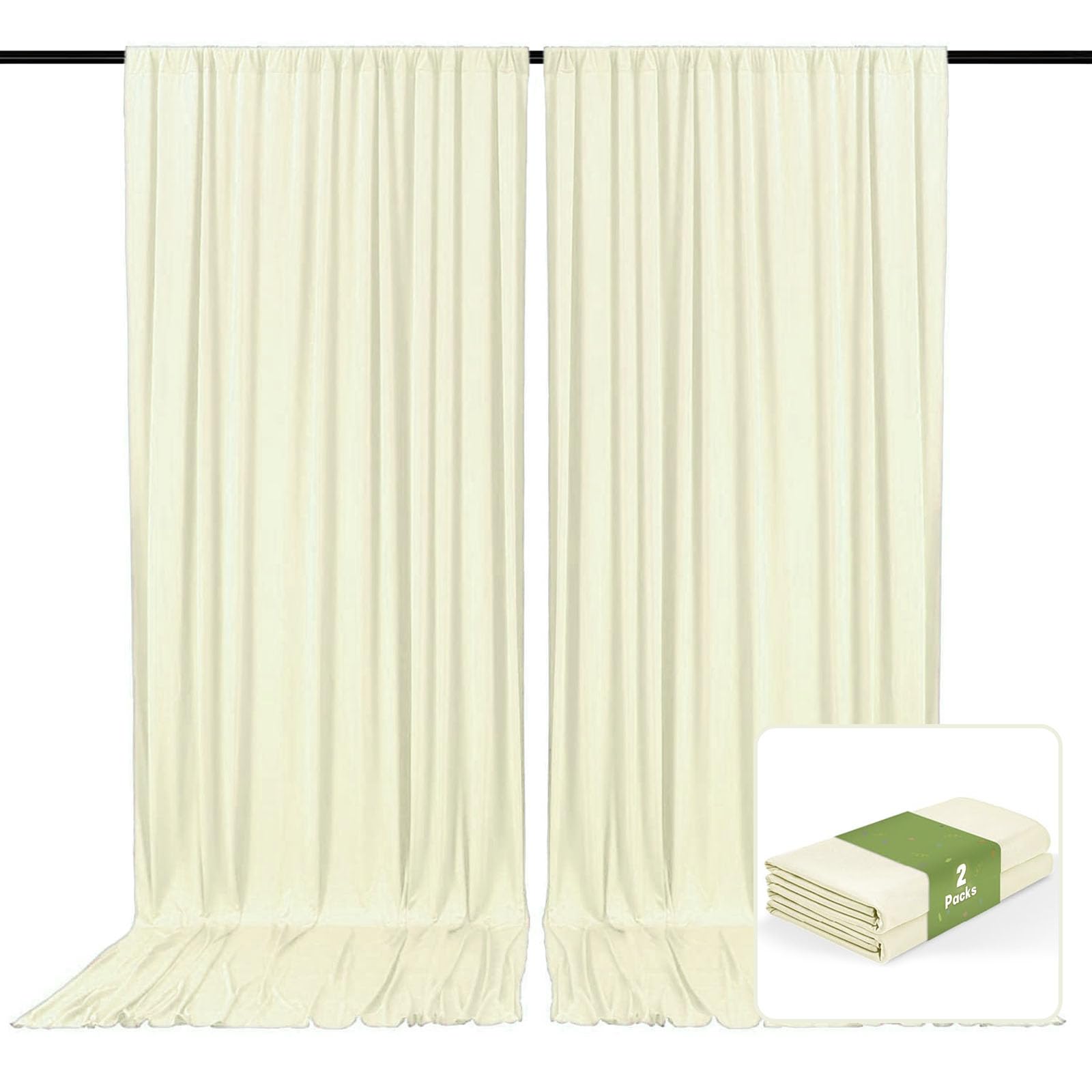 Photo 1 of 2 Panels Cream Backdrop Curtain, 10 x 10 Feet Background Curtains for Parties, Weddings, Baby Showers, Bachelorette Halloween, Christmas Birthday Party Photoshoot Backdrop Curtains Decorations